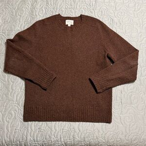 J. Crew Men's Brown Brushed Wool Crewneck Sweater, Medium